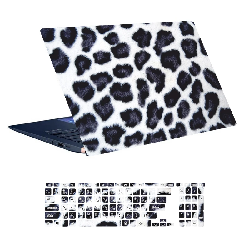 استیکر لپ تاپ توییجین و موییجین طرح Leopard کد 02 مناسب برای لپ تاپ 15.6 اینچ به همراه برچسب حروف فارسی کیبورد 