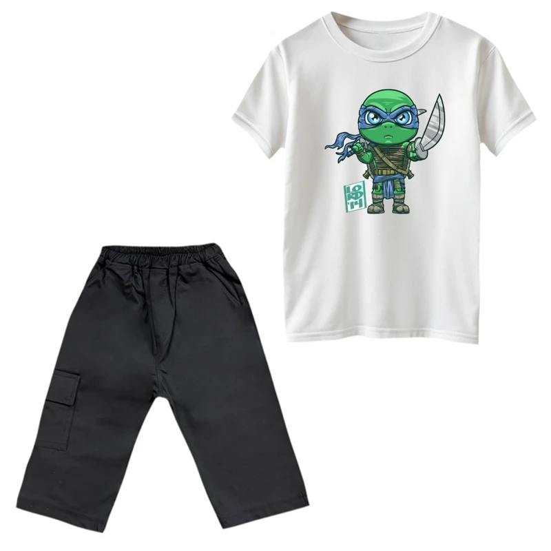 ست تی‌شرت و شلوارک پسرانه مدل لاکپشت های نینجا کد 4