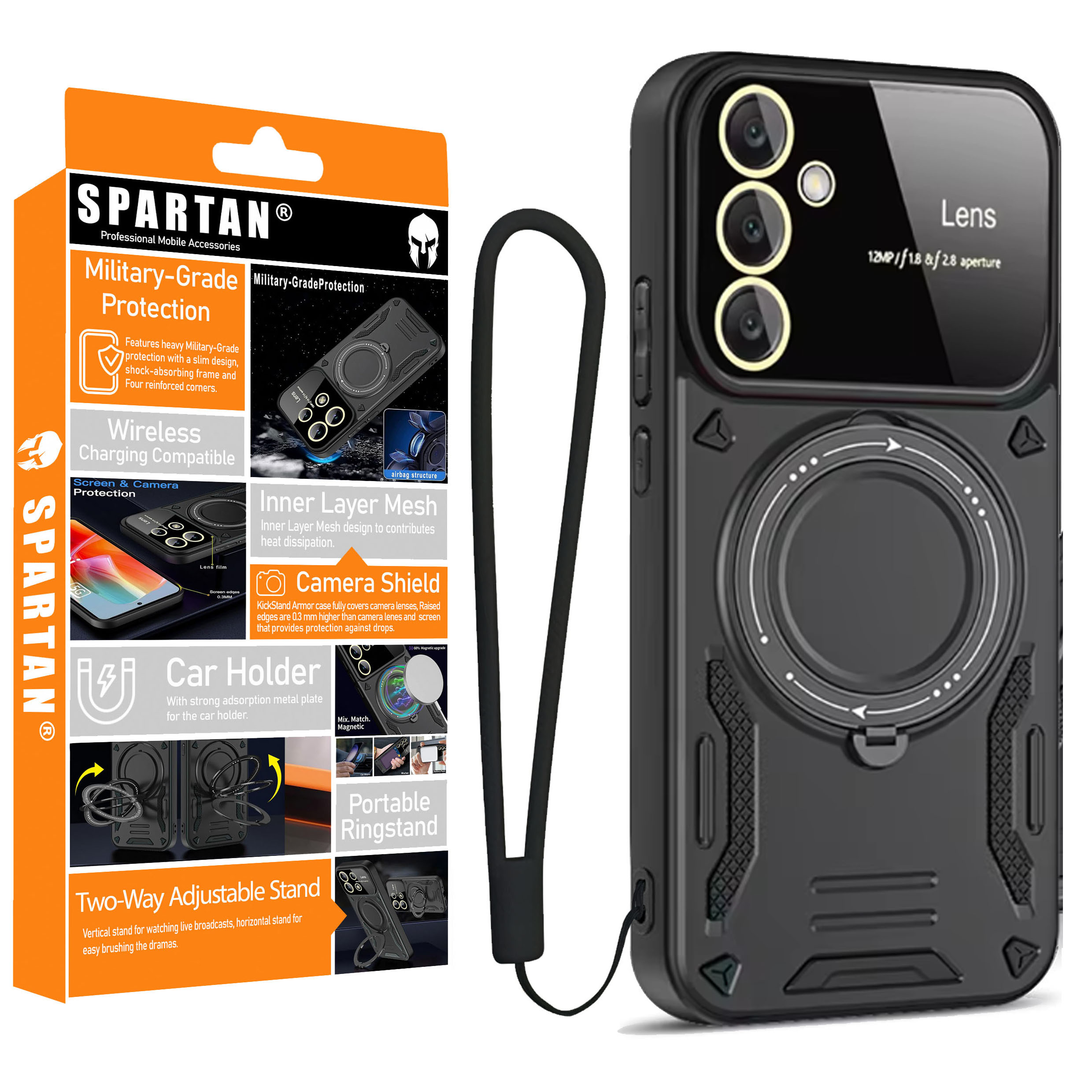 کاور اسپارتان مدل Hybrid Armor Strap مناسب برای گوشی موبایل سامسونگ Galaxy A35 5G / A35 به همراه بندآویز