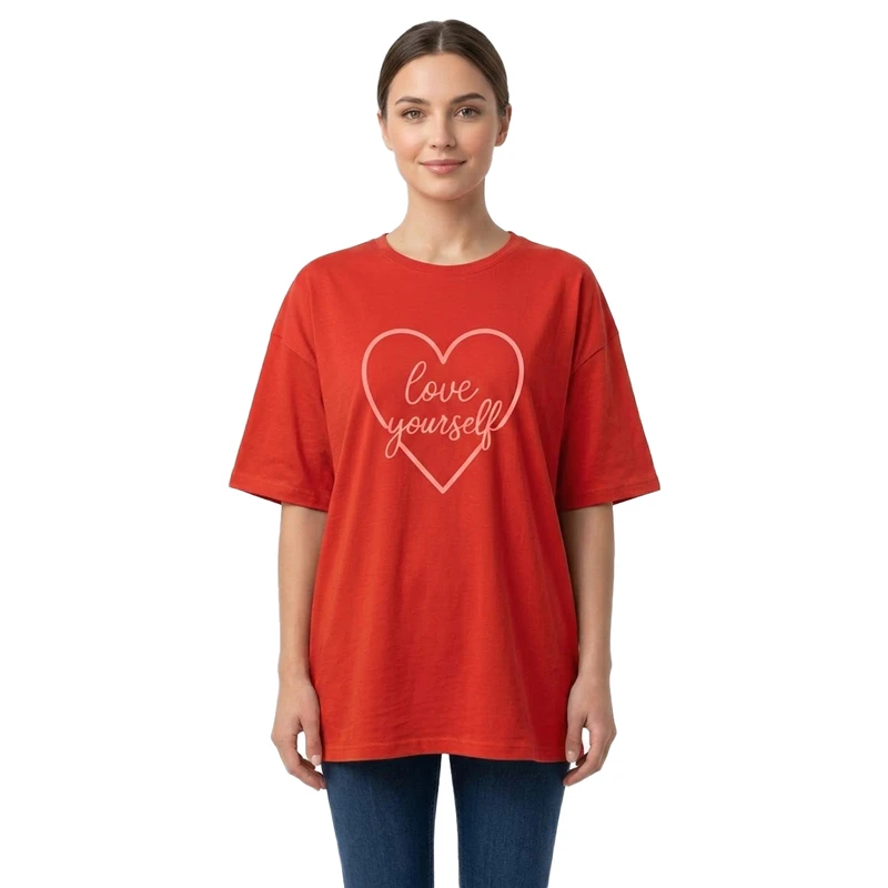 تی شرت لانگ زنانه پنبه مدل Love
