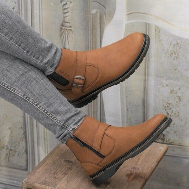 نیم بوت مردانه مدل آشیل سگک و زیپ دار کد 1011 -  - 4