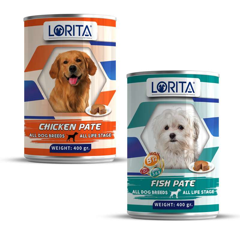  کنسرو غذای سگ لوریتا مدل CHICKEN & FISH PATE وزن 400 گرم مجموعه 2 عددی 