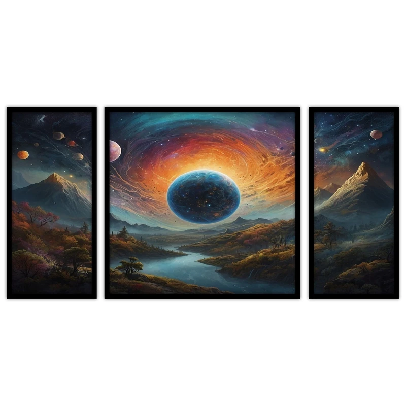 تابلو بکلیت طرح  نقاشی دیجیتال مدل B-bu3362 مجموعه 3 عددی