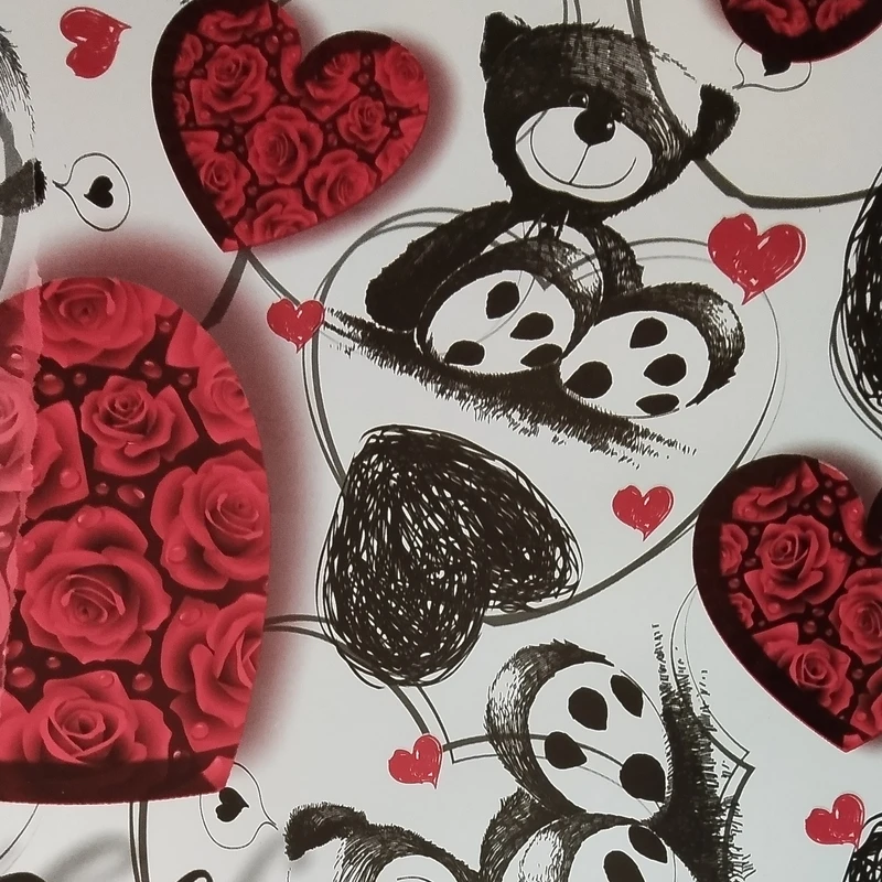 کاغذ کادو مدل گلاسه طرح قلبی مجموعه 5 عددی