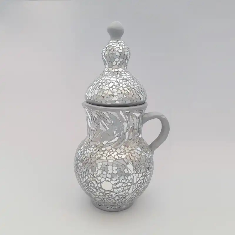 پارچ سفالی خط هنر  مدل آینه کاری  کد kh07