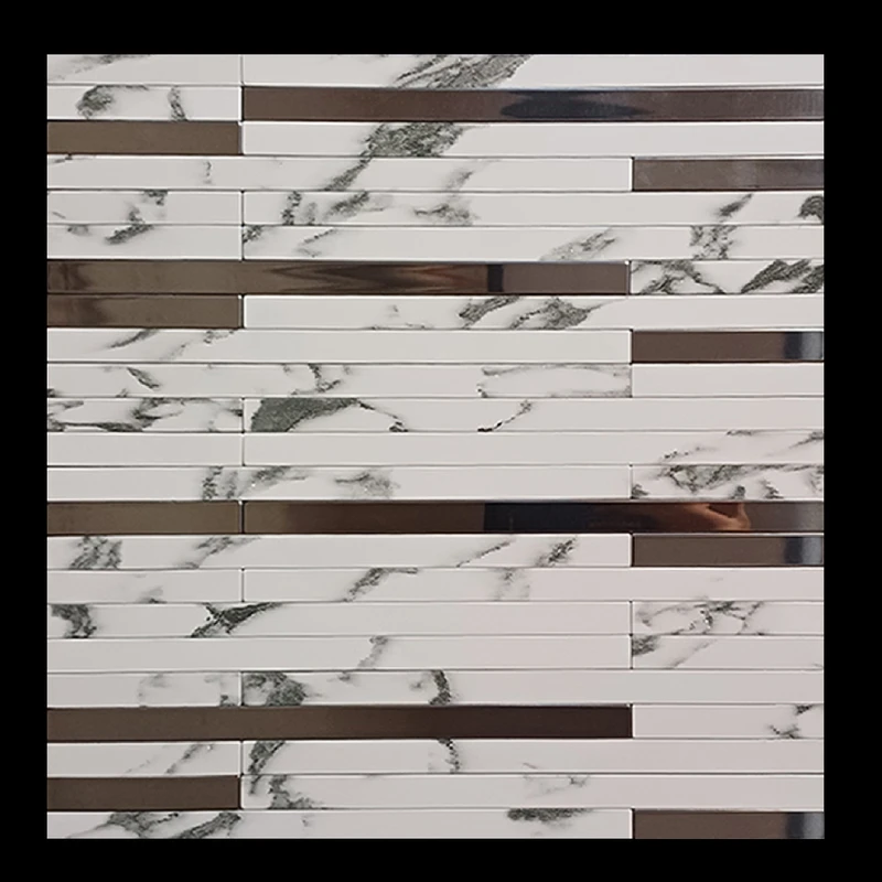 دیوارپوش مدل تایل بین کابینتی طرح سنگ مرمر پشت چسبدار کد 80018 بسته 11 عددی