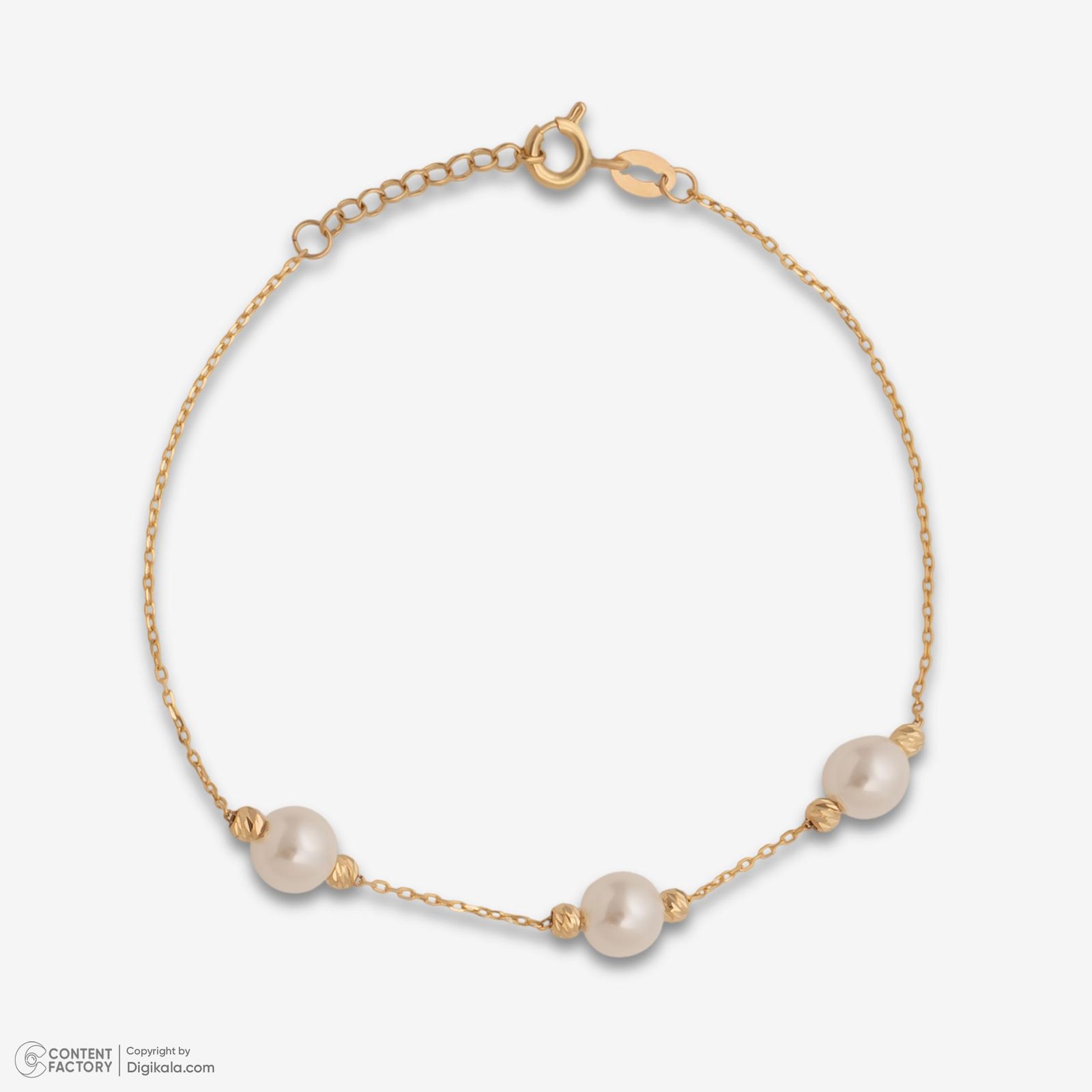 دستبند زنجیری طلا 18 عیار زنانه حافا گلد مدل مروارید کد br009 -  - 6