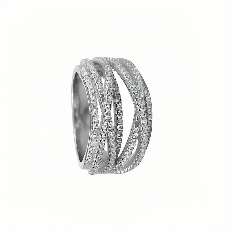 انگشتر نقره زیرکونیوم زنانه مدل پیچی