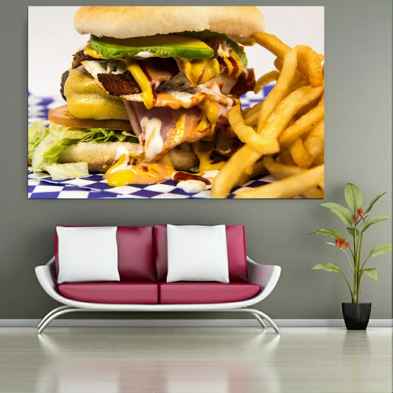 استیکر طرح فست فود مدل همبرگر با پنیر موزلا کد SDA154