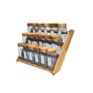 ست جا ادویه 18 پارچه مدل RUBBERWOOD-18 به همراه استند