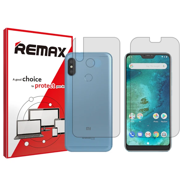 محافظ صفحه نمایش شفاف ریمکس مدل HyGEL مناسب برای گوشی موبایل شیائومی Mi A2 Lite (Redmi 6 Pro) به همراه محافظ پشت گوشی