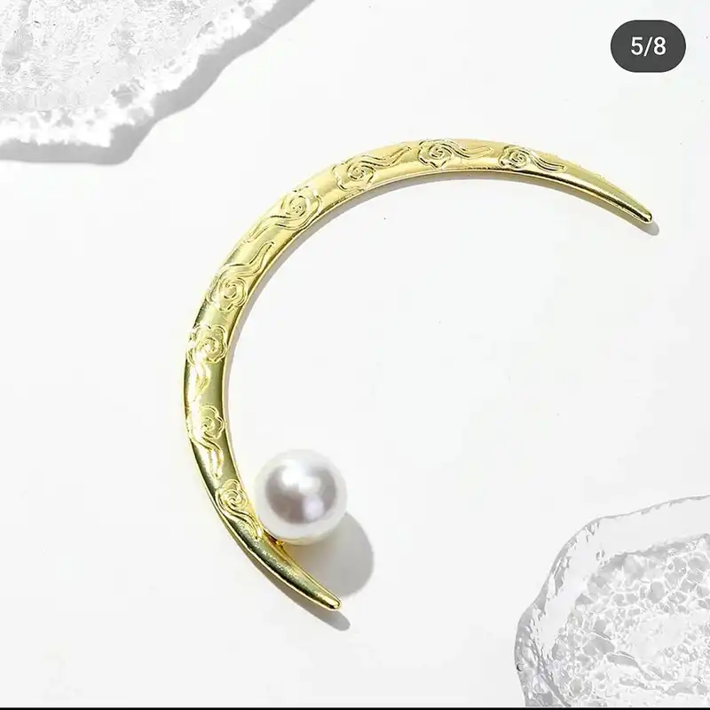 گیره مو زنانه مدل کانزاشی ژاپنی ماه و مروارید کد brg moon