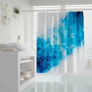 پرده حمام دلفین مدل Blue Squares سایز 180x200سانتی متر