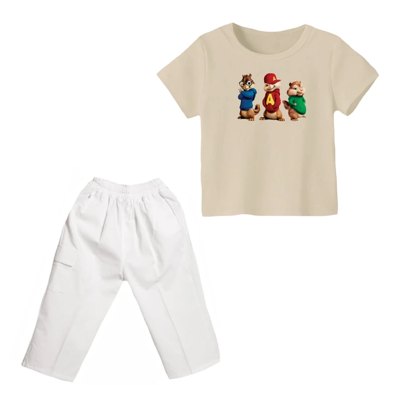 ست تی شرت و شلوارک پسرانه مدل آلوین و سنجاب ها کد ۲