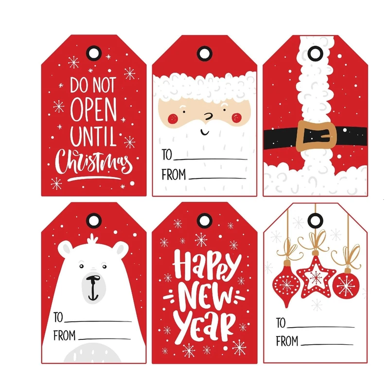 آویز تزیینی طرح کریسمس 2 مجموعه 6 عددی