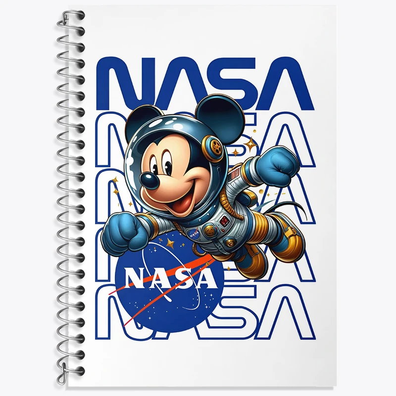 دفتر زبان 50 برگ خندالو مدل دو خط طرح میکی موس فضانورد کد N4900