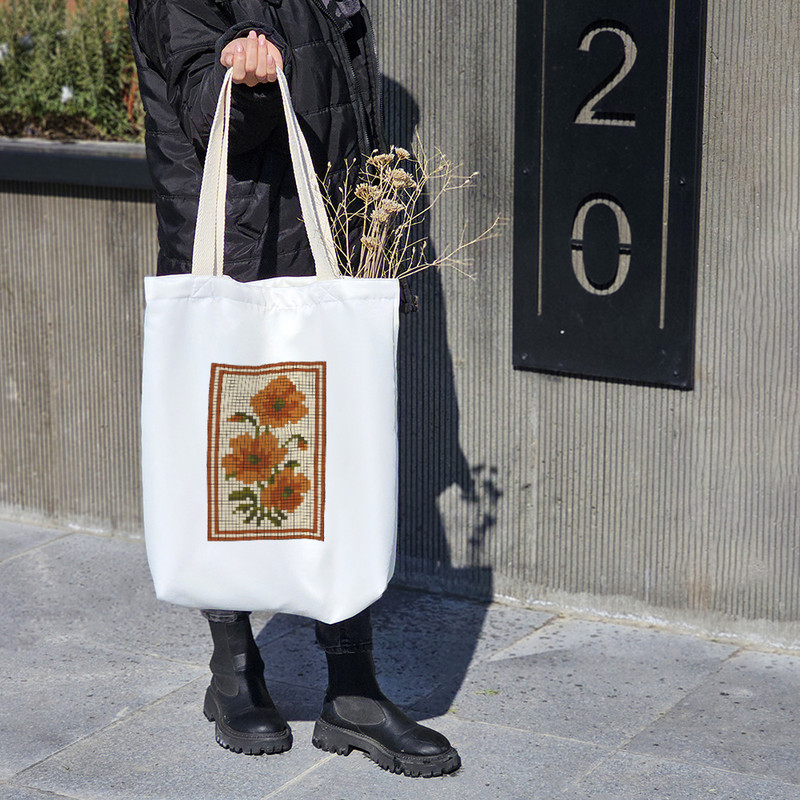 ساک خرید خندالو طرح گل پیکسلی کد 10331