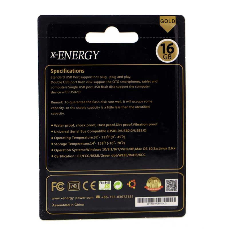 فلش مموری ایکس-انرژی مدل USB2.0 Gold ظرفیت 16 گیگابایت