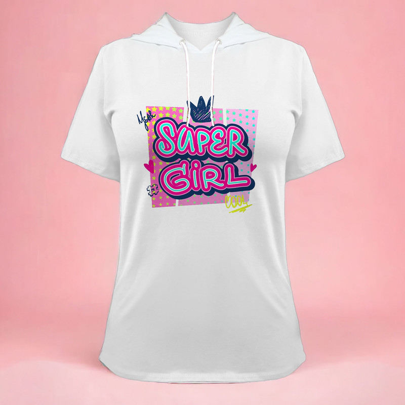 تی شرت کلاه دار آستین کوتاه زنانه مدل G140209237 رنگ سفید