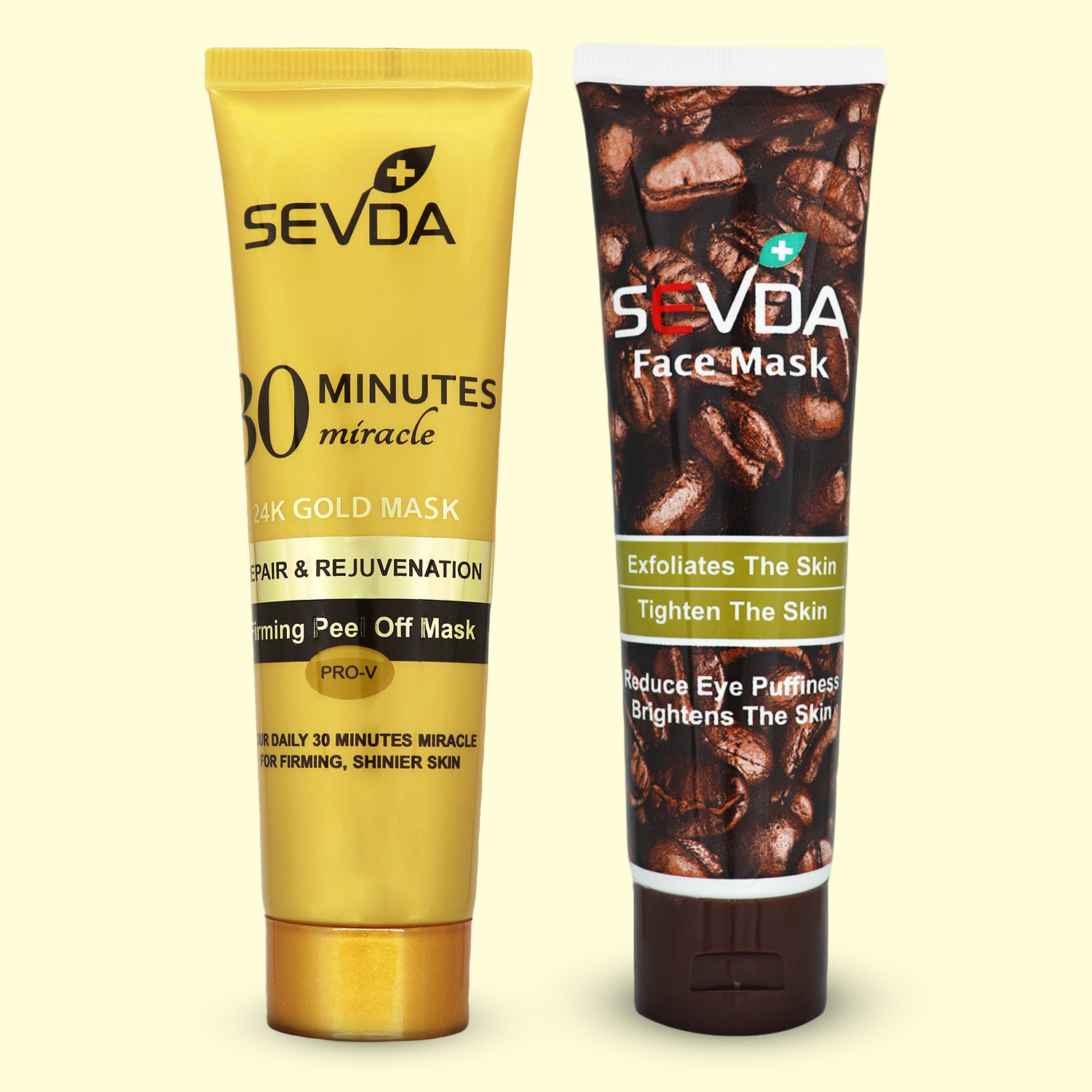 ماسک صورت سودا مدل قهوه و طلا حجم 100 میلی لیتر مجموعه 2 عددی