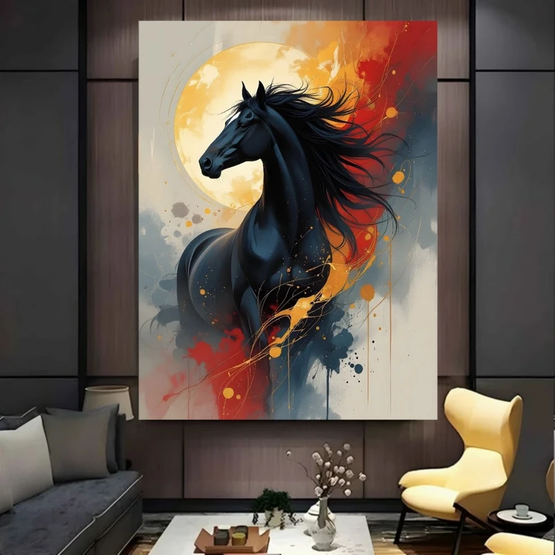 پوستر پارچه ای طرح مخمل  اسب مدل نقاشی کد BK58088