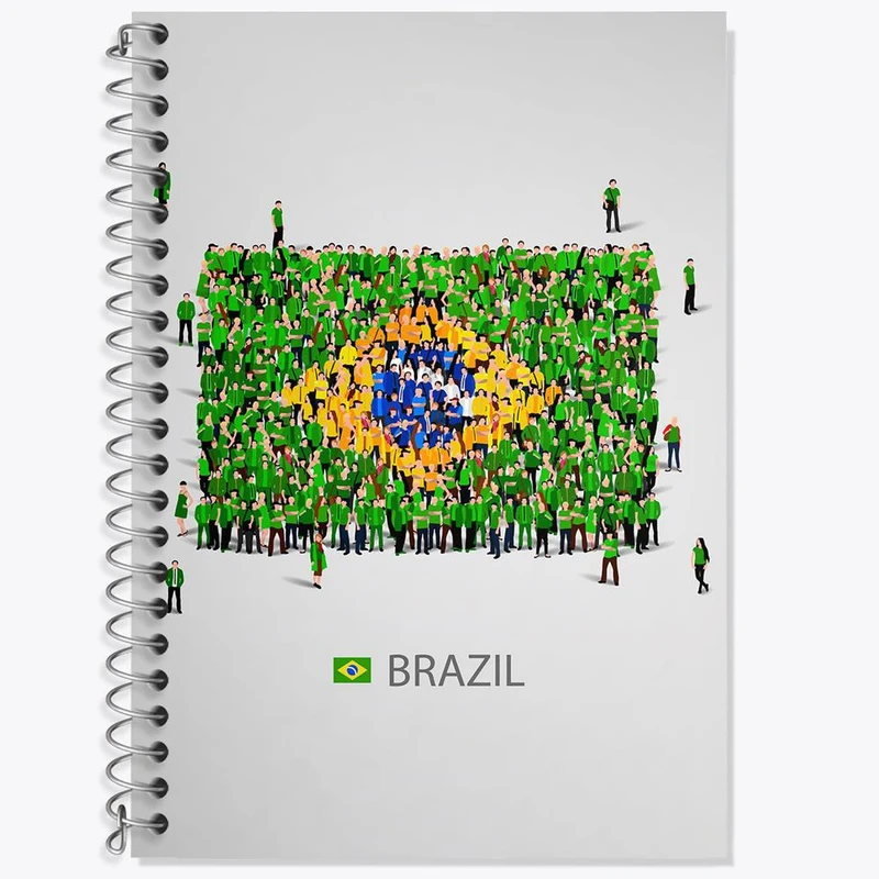 دفتر زبان 50 برگ خندالو مدل دو خط طرح پرچم برزیل کد 20683