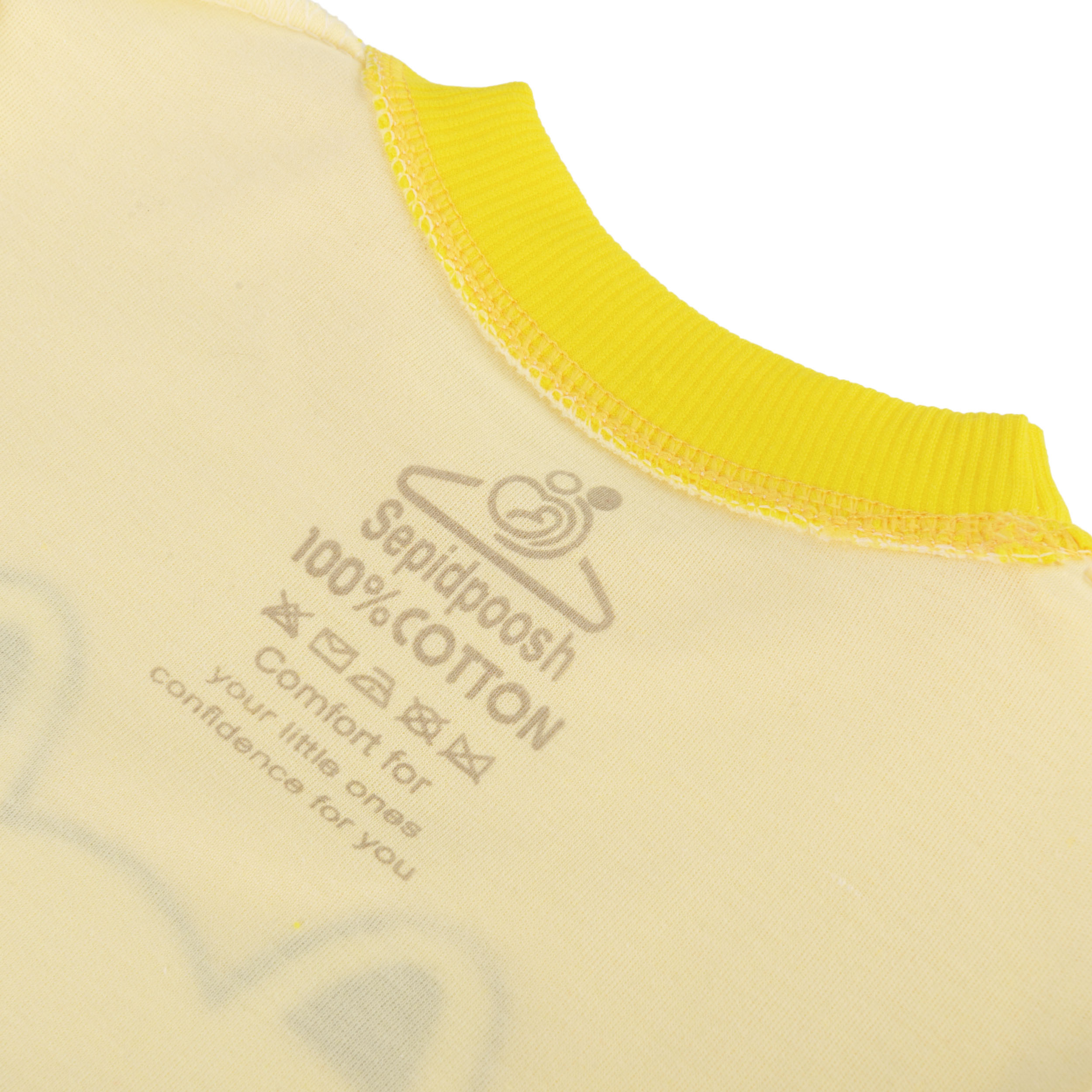 ست تی شرت آستین کوتاه و شلوارک بچگانه سپیدپوش مدل گربه کد 1402204