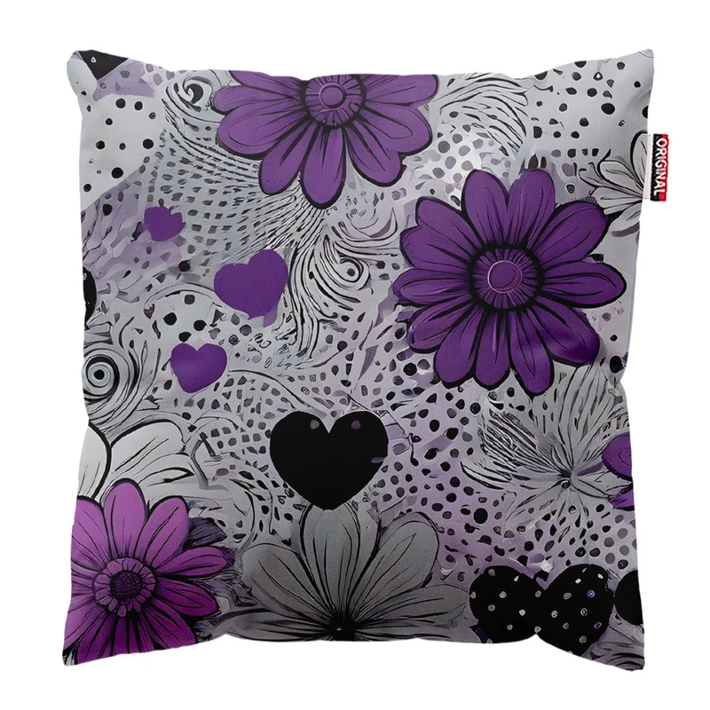 کوسن پاد آفرین طرح قلب و گل کد 2581 سایز 30*30 سانتی متر