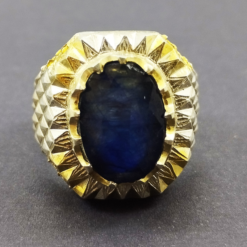 انگشتر نقره مردانه سلین کالا مدل یاقوت کبود اصل