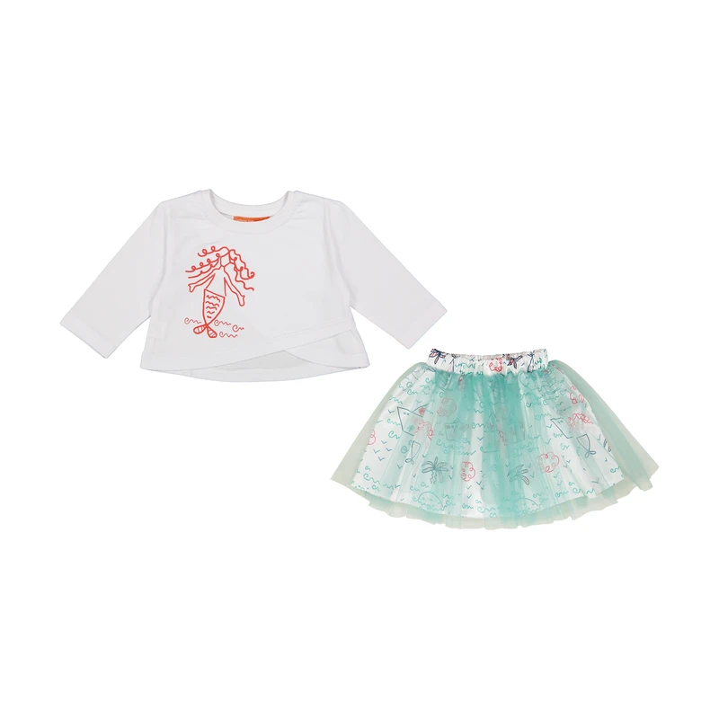 ست تی‌ شرت آستین بلند و دامن دخترانه تیتیش مدل 2471413-53