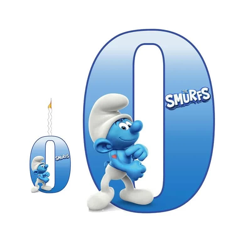   استند رومیزی تولد مدل عدد 0 طرح اسمارف ها به همراه شمع مجموعه دوعددی