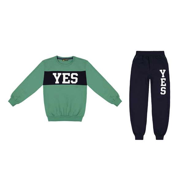ست سویشرت و شلوار پسرانه خرس کوچولو مدل Yes کد 201