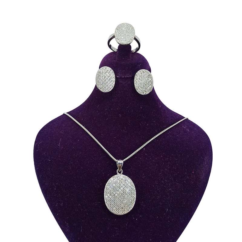 نیم ست نقره زنانه سلین کالا مدل برلیان ce-As207