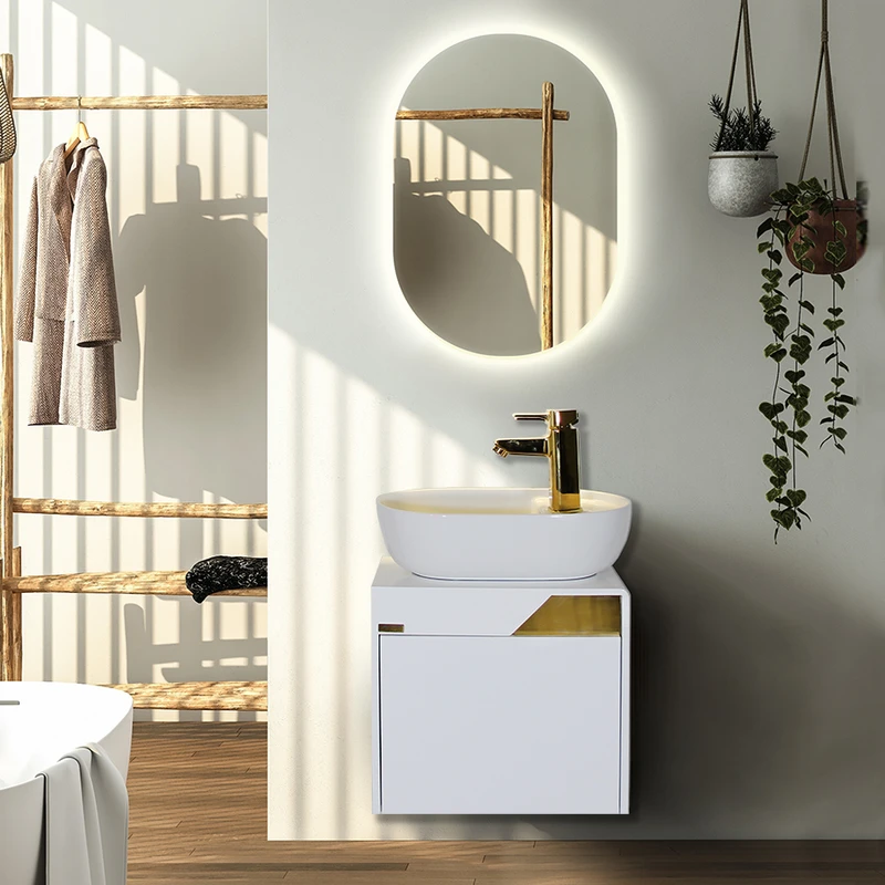 ست کابینت روشویی آزالیا مدل ellipse04 به همراه آینه بک لایت
