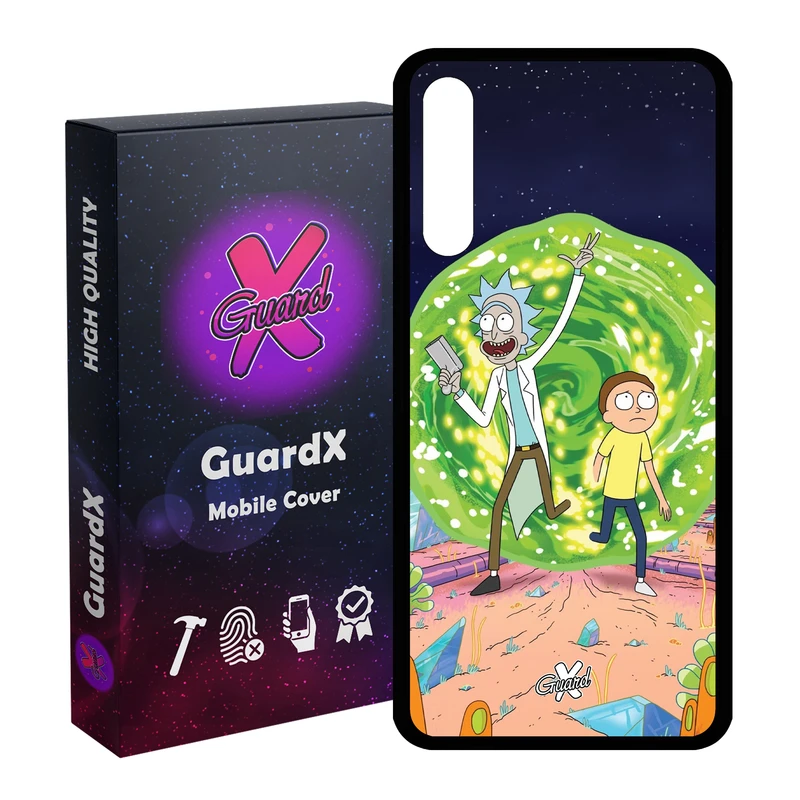 کاور گارد ایکس طرح Rick and Morty مدل Glass10190 مناسب برای گوشی موبایل هوآوی Y8P / P Smart S