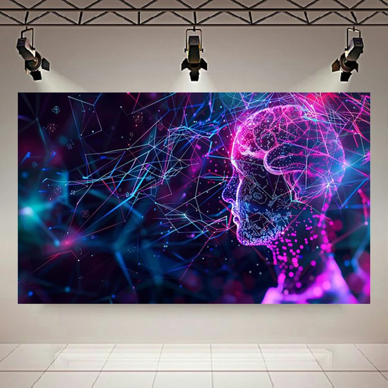 تابلو بوم طرح مخمل هوش مصنوعی مدل مغز دیجیتال کد AR304138