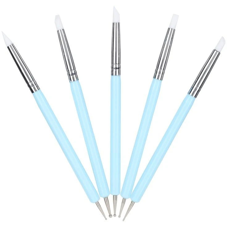 ابزار تزیین فوندانت به گز مدل قلم داتینگ و پیکر تراشی طرح دو طرفه مجموعه 5 عددی