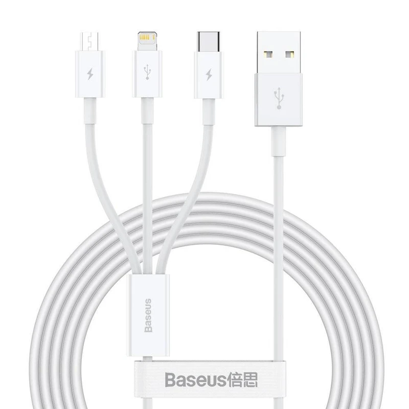 کابل تبدیل USB به microUSB / لایتنینگ / USB-C باسئوس مدل Superior Series  طول 1.5 متر