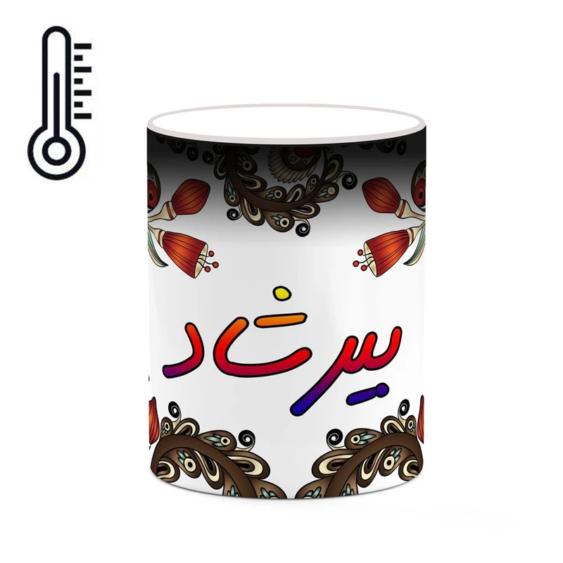 ماگ حرارتی کاکتی مدل اسم بیرشاد طرح سنتی گل و بته کد mgh44287