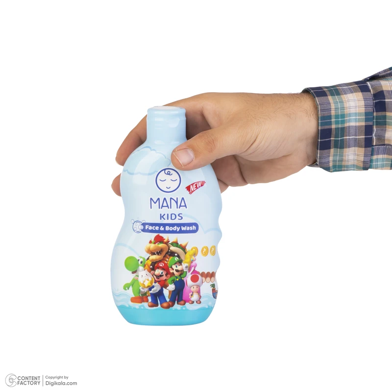 عکس شماره 4 : شامپو صورت و بدن کودک مانا طرح سوپر ماریو حجم 400 میلی لیتر