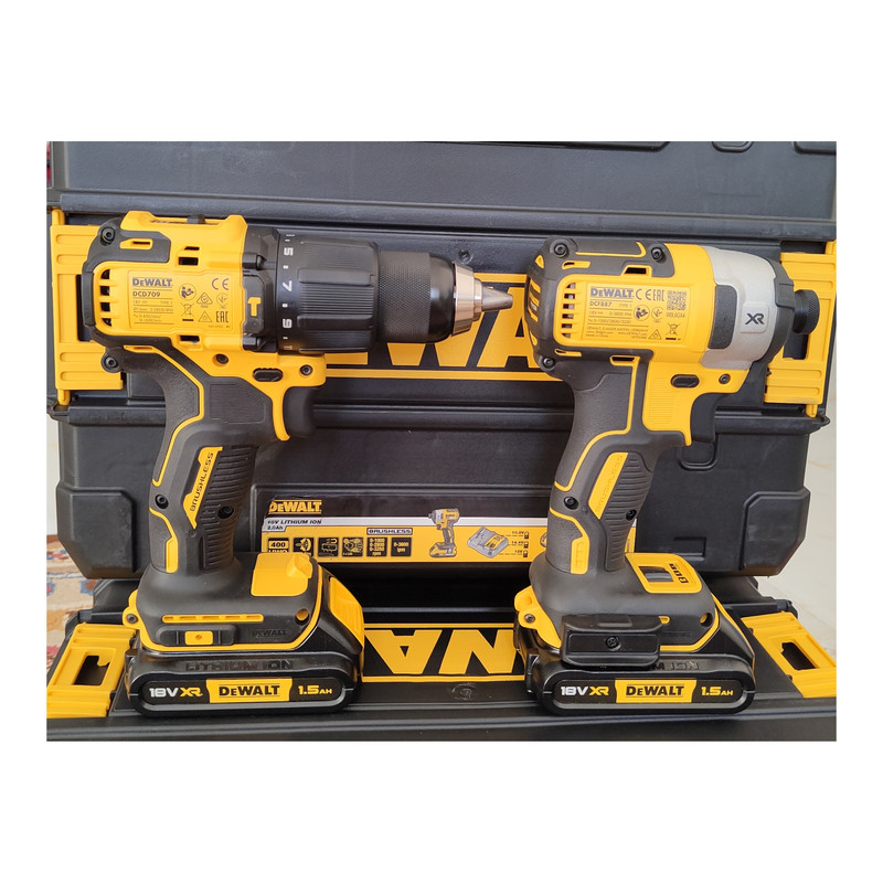 مجموعه 2 عددی دریل چکشی و پیچ گوشتی دیوالت مدل DCD709+DCF887