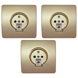 پریز تلفن صنایع آسیا الکتریک مدل BZH-GOLD بسته 3 عددی