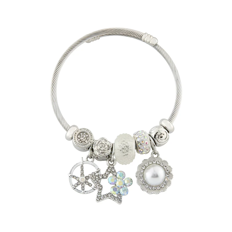 دستبند النگویی زنانه مدل پاندورا طرح ستاره کد 2141