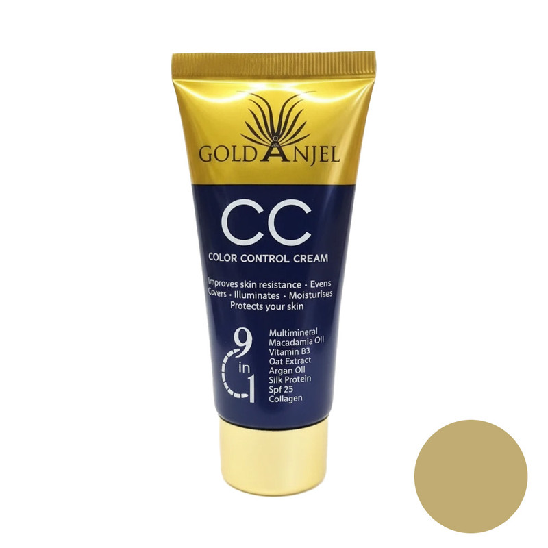کرم پودر CC مایع SPF 25 گلد آنجل مدل Color Control شماره 02 مناسب برای انواع پوست حجم 60 میلی لیتر