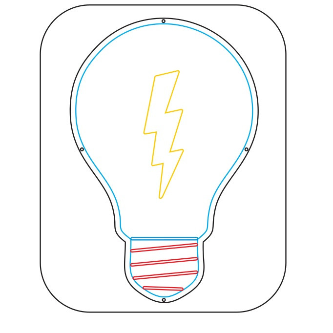 چراغ دیواری مدل نئون پلکسی طرح لامپ