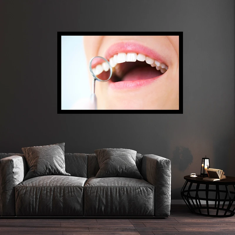 تابلو بکلیت طرح معاینه دندان و دندانپزشکی مدل DY1351 فریم مشکی