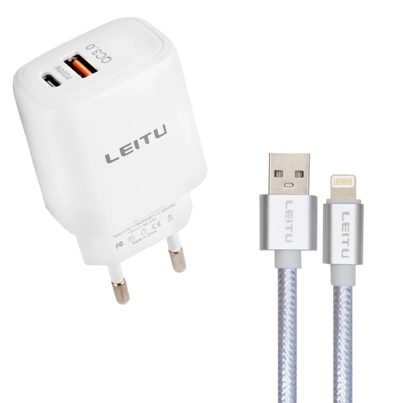 شارژر دیواری لیتو مدل  LH-13 20W به همراه کابل تبدیل لایتنینگ 