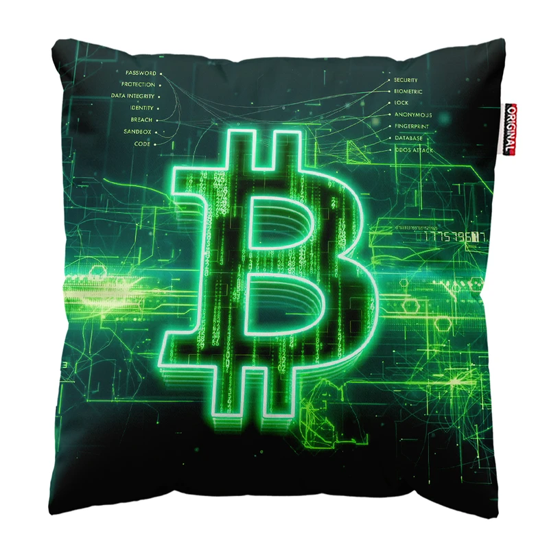 کوسن پاد آفرین مدل بیت کوین تریدر ارز دیجیتال کریپتو فارکس کد PK301889 سایز 30*30 سانتی متر