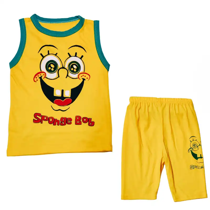 ست تاپ و شلوارک بچگانه مدل باب اسفنجی کد P12