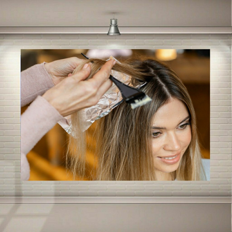 تابلو بوم طرح آرایشگاه زنانه مدل خانه رنگ مو کد SDB1598
